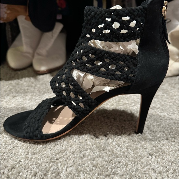 Sandro agate braided leather suede stiletto heels - Picture 6 of 9